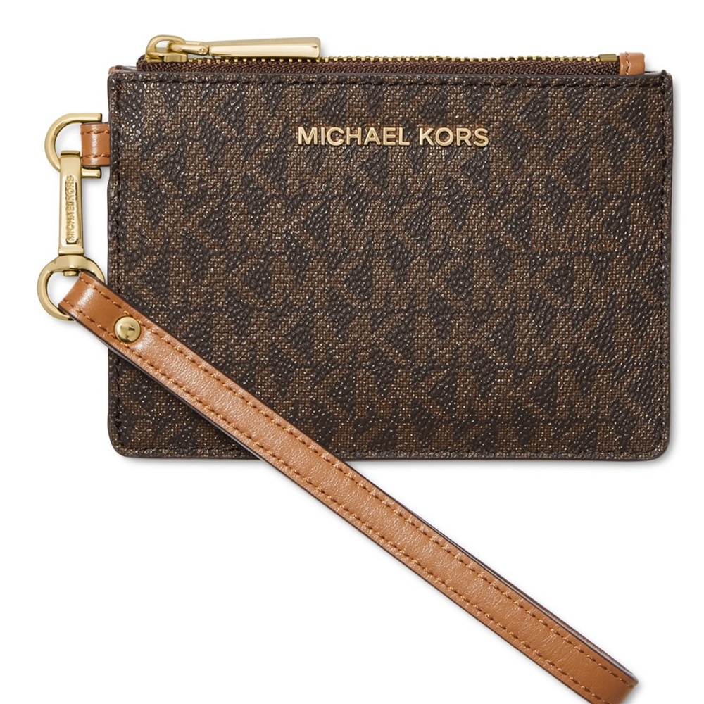 Michael Kors Tan and Gold Wristlet
